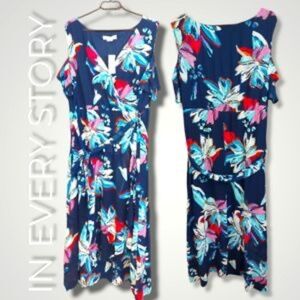 Penningtons In Every Story Cold Shoulder Blue Floral Dress